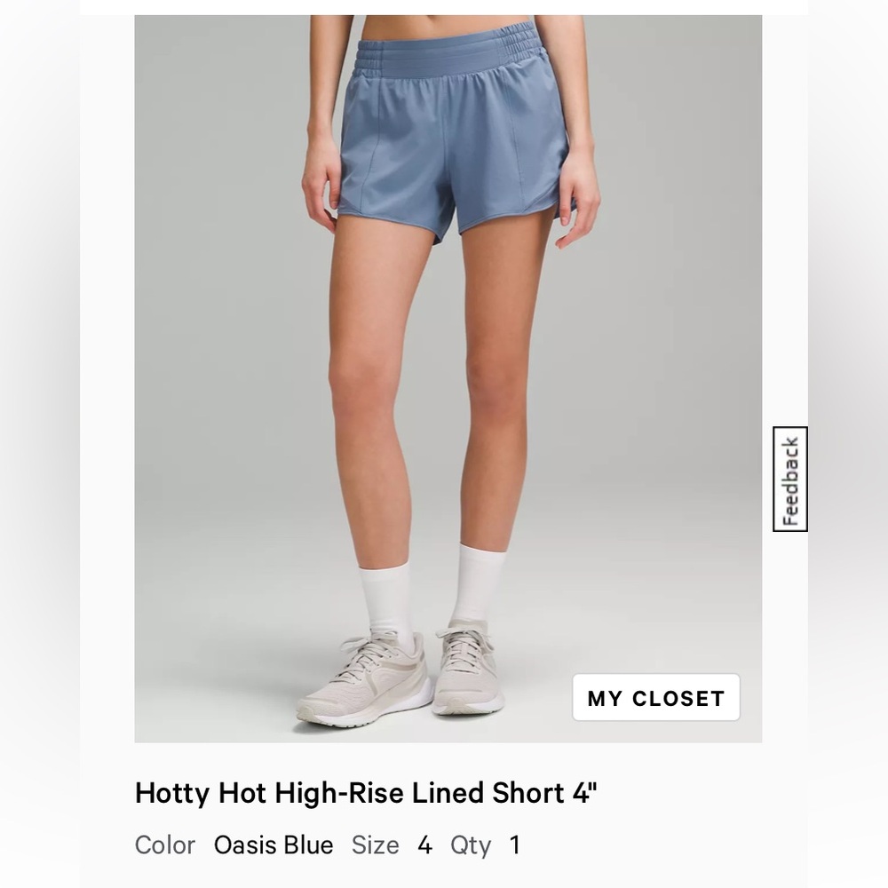 Lululemon Athletica Hotty Hot 4” Short Oasis Blue